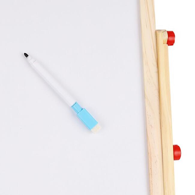 Tabla educativa tip sevalet, cu 2 fete, socotitoare, marker, burete, creta, lemn, 41x32x67 cm, Kruzzel