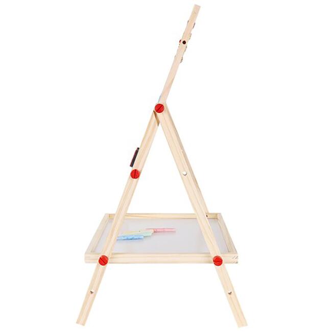 Tabla educativa tip sevalet, cu 2 fete, socotitoare, marker, burete, creta, lemn, 41x32x67 cm, Kruzzel