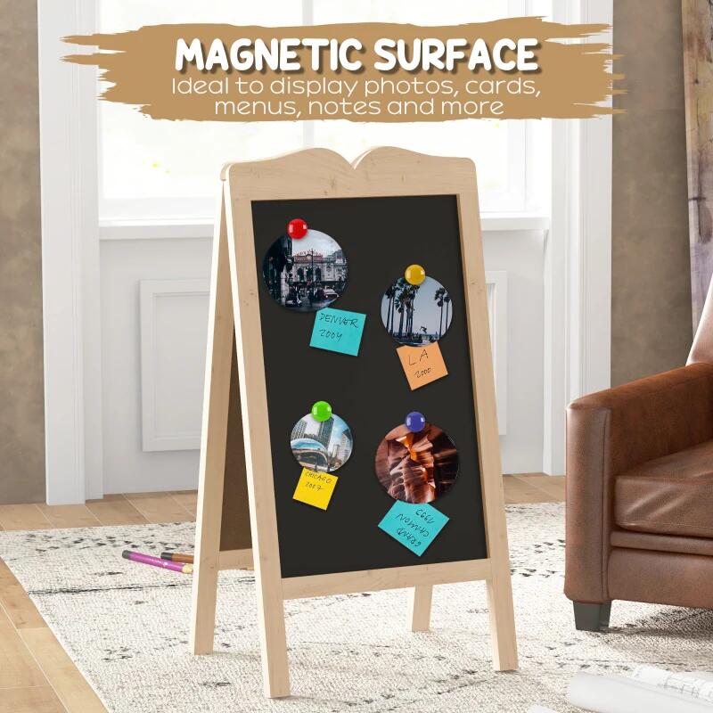 Mágneses, szárazon törölhető tábla, éttermi display, fekete, 8 filctoll, 6 sablon, 51x42x101 cm