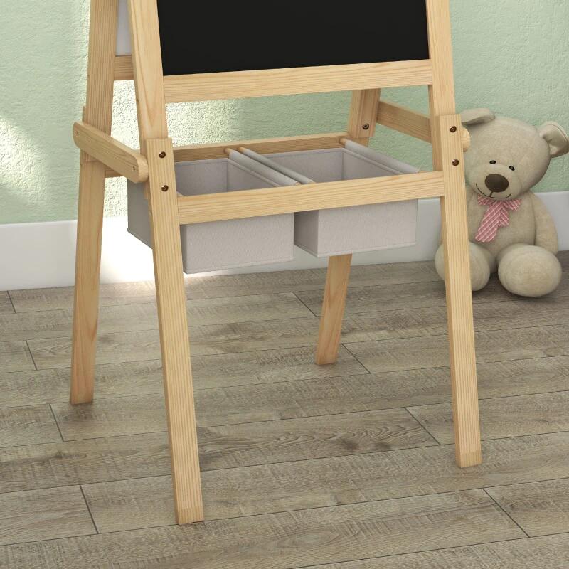 Tabla tip sevalet pentru desen/pictura, cu 2 fete, 3 in 1, 2 compartimente, 58x50.5x109 cm