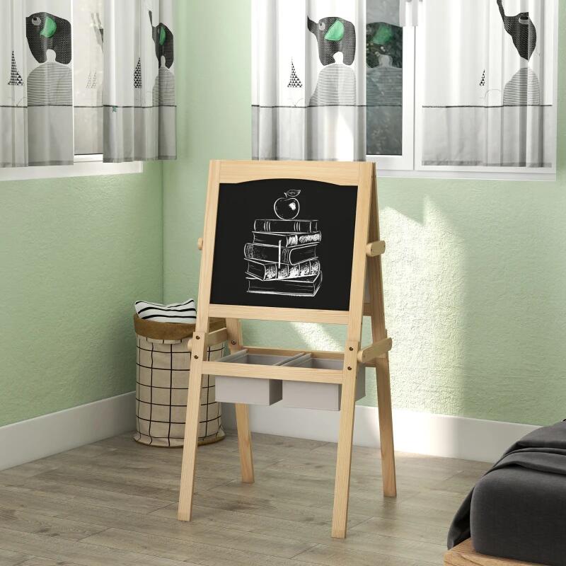 Tabla tip sevalet pentru desen/pictura, cu 2 fete, 3 in 1, 2 compartimente, 58x50.5x109 cm