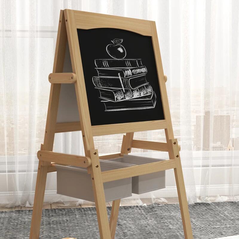 Festőállvány rajzhoz/festéshez, kétoldalas, 3 az 1-ben, 2 rekesszel, 58x50,5x109 cm