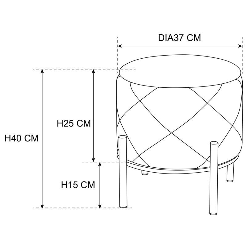 Taburet, rotund, cu spatiu depozitare, picioare metal, catifea, roz, max 80 kg, 37x40 cm, Savana, Akord
