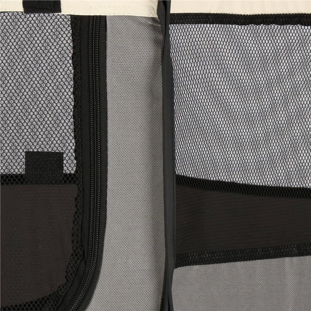 Kisállatoknak való játszókarám, textil, összecsukható, levehető tetővel, fekete és bézs, 73x73x43 cm, Springos