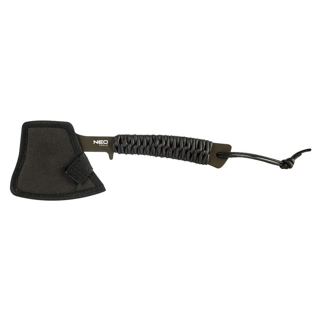 Topor multifunctional, maner paracord, model Survival, inox, negru, NEO
