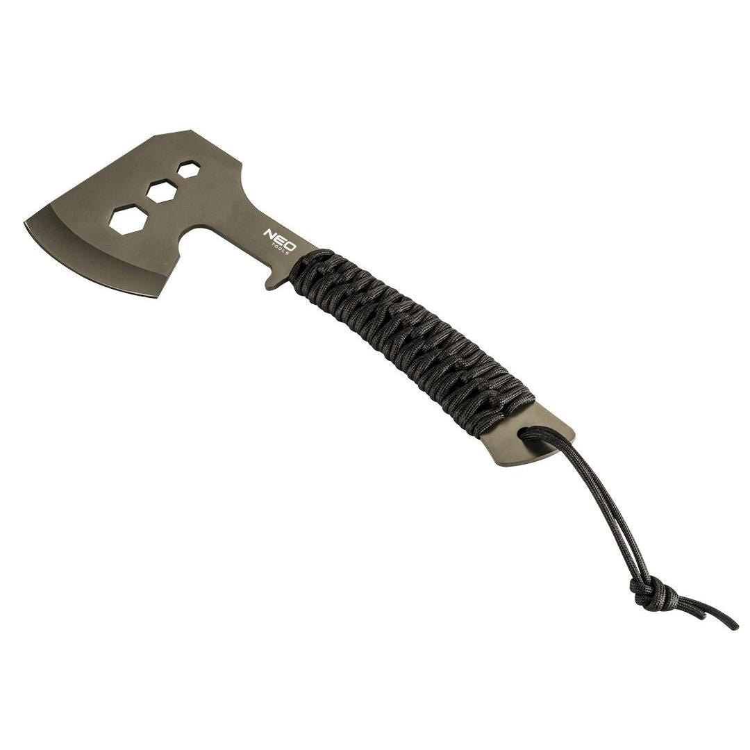 Topor multifunctional, maner paracord, model Survival, inox, negru, NEO