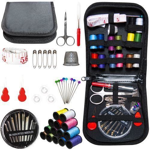Trusa de croitorie, ace cusut, papiote diverse culori, foarfeca si accesorii, 70 piese