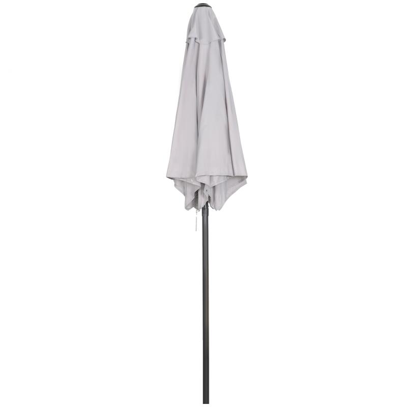Kerti/erkély/terasz napernyő, félkör alakú, hajtókarral, alumínium rúddal, szürke, 196 cm