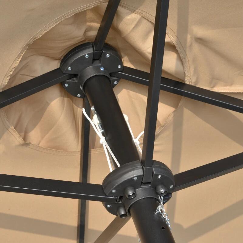 Umbrela gradina/terasa, LED solar, dreptunghiulara, kaki, 265x450 cm