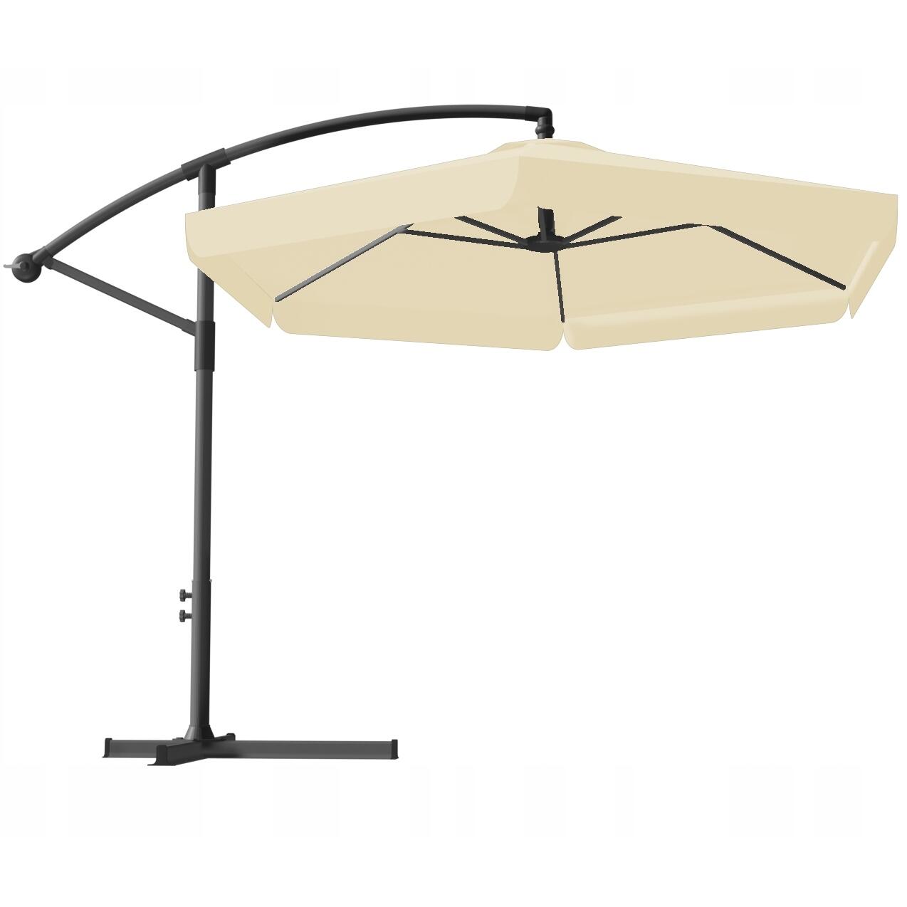 Chomik LED kerti/terasz napernyő, tekerőkarral, banáncsuklóval, bézs, 300 cm
