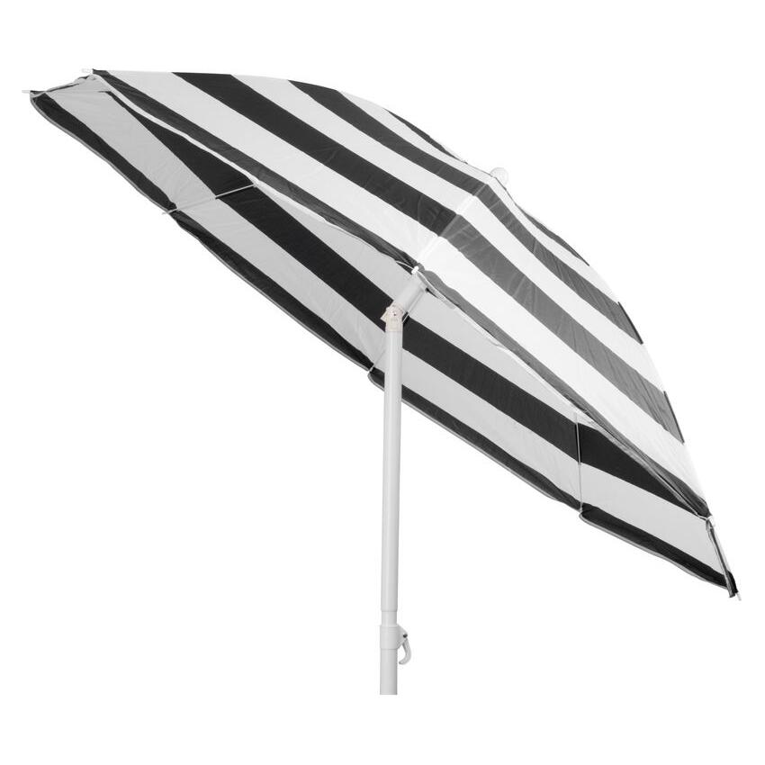 Umbrela plaja, Strend Pro, cu inclinatie, model dungi, negru si alb, 180 cm