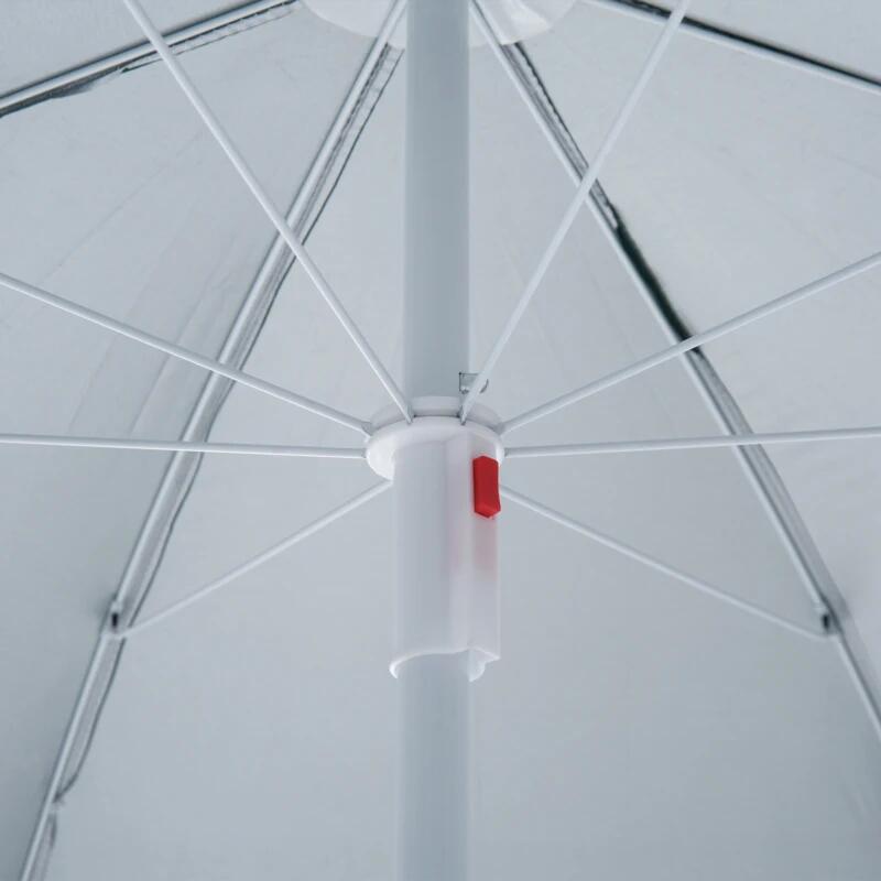 Strandernyő napellenzővel, 2 ellensúllyal, sötétzöld, 200 cm