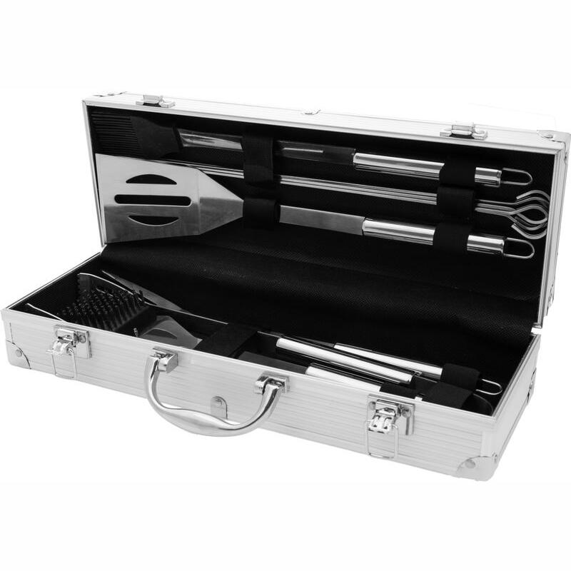 Ustensile pentru barbecue, grill, gratar, inox, cu geanta tip servieta, set 12 piese, Strend Pro Grill