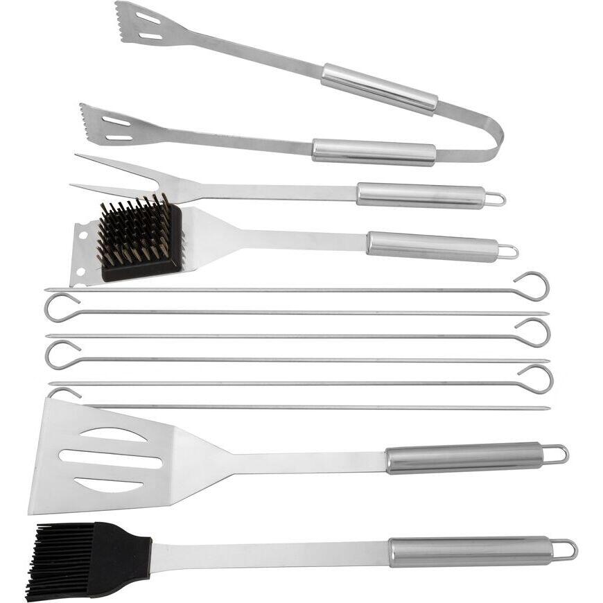 Ustensile pentru barbecue, grill, gratar, inox, cu geanta tip servieta, set 12 piese, Strend Pro Grill