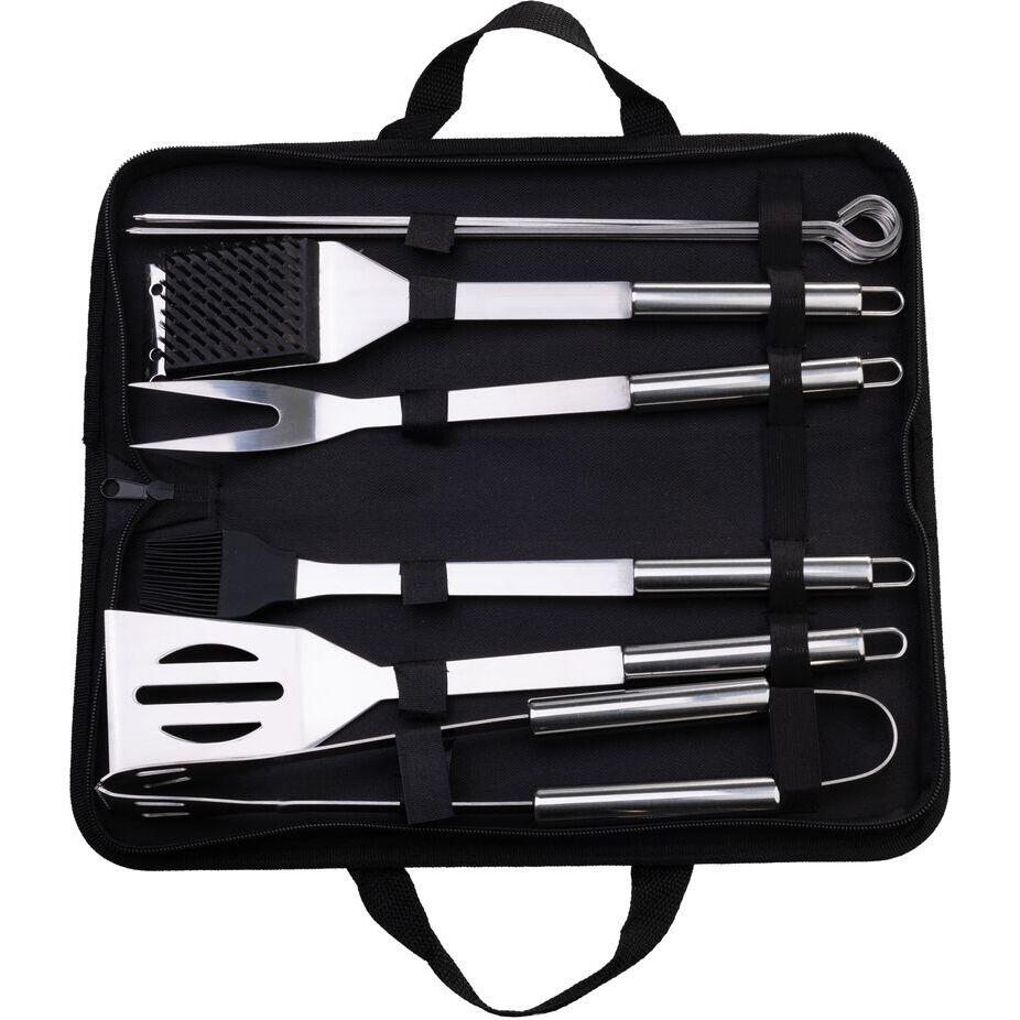 Ustensile pentru barbecue, grill, gratar, inox, cu geanta, set 12 piese, Strend Pro Grill