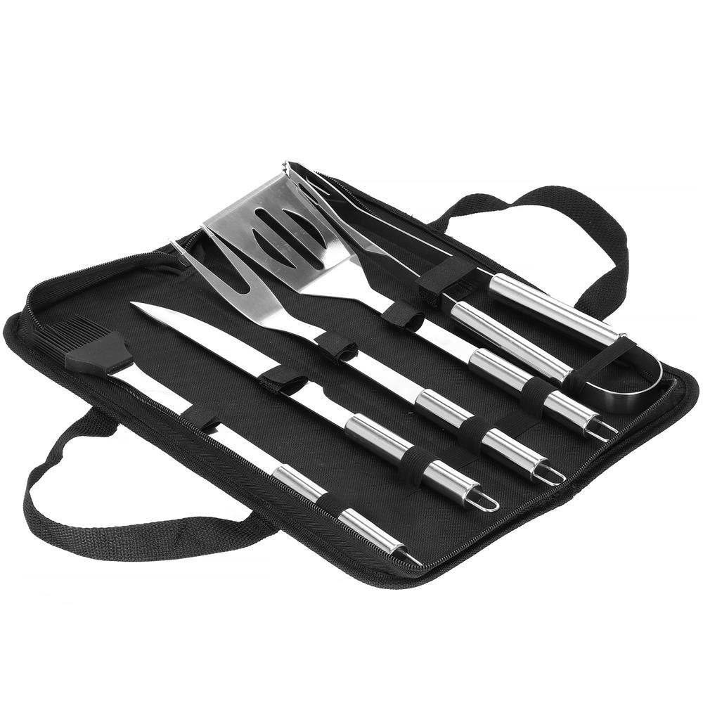 Ustensile pentru barbecue, grill, gratar, inox, set 5 piese, cu trusa, Springos