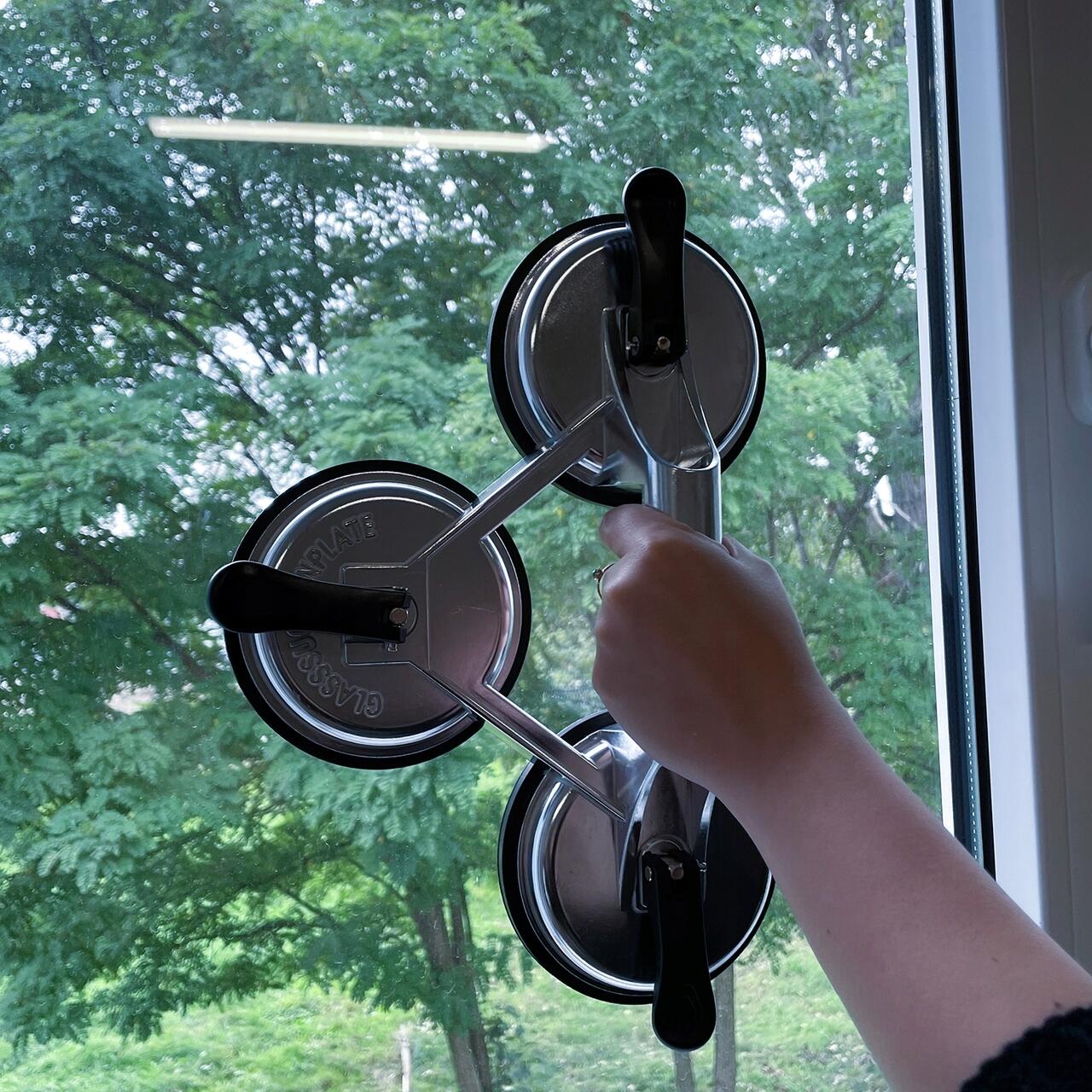 Tapadókorong szélvédők, ablakok, márvány és gránit csempék szállításához és rögzítéséhez, Bigstren, 3 kar, max. 150 kg, 120 mm