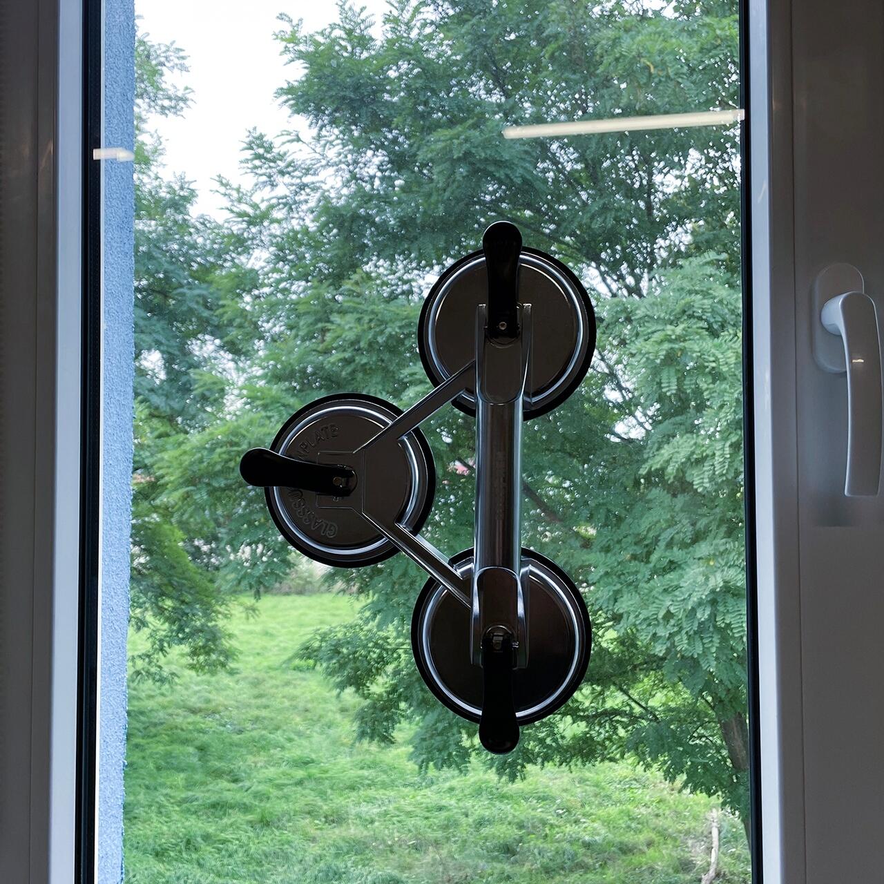Tapadókorong szélvédők, ablakok, márvány és gránit csempék szállításához és rögzítéséhez, Bigstren, 3 kar, max. 150 kg, 120 mm