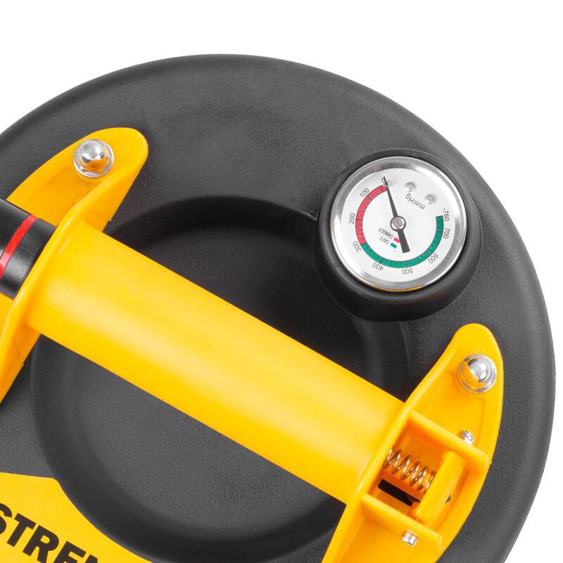 Ventuza pentru transport si montat parbrize, geamuri, placi marmura, granit, Strend Pro, cu manometru, 1 brat, max 120 kg, 20 cm