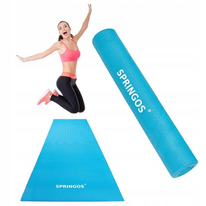 Saltea pentru yoga, fitness, albastra, 173x61x0.4 cm, Springos
