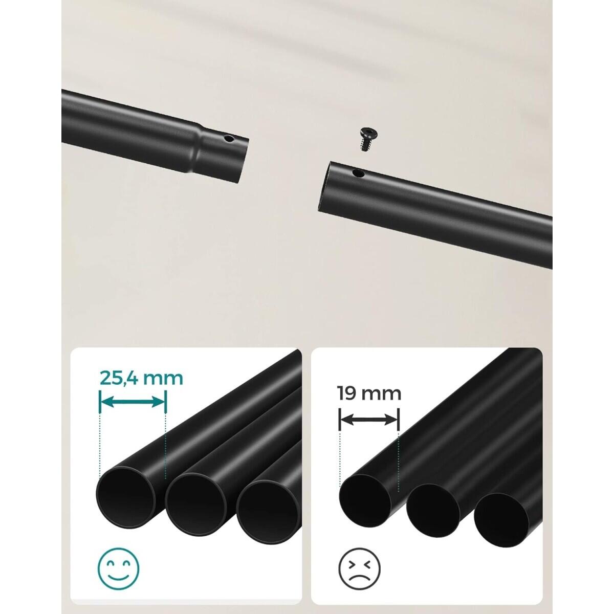 Suport mobil cu roti pentru haine, cu raft incaltaminte, otel, negru, max 100 kg, 103.5x52.5x155 cm