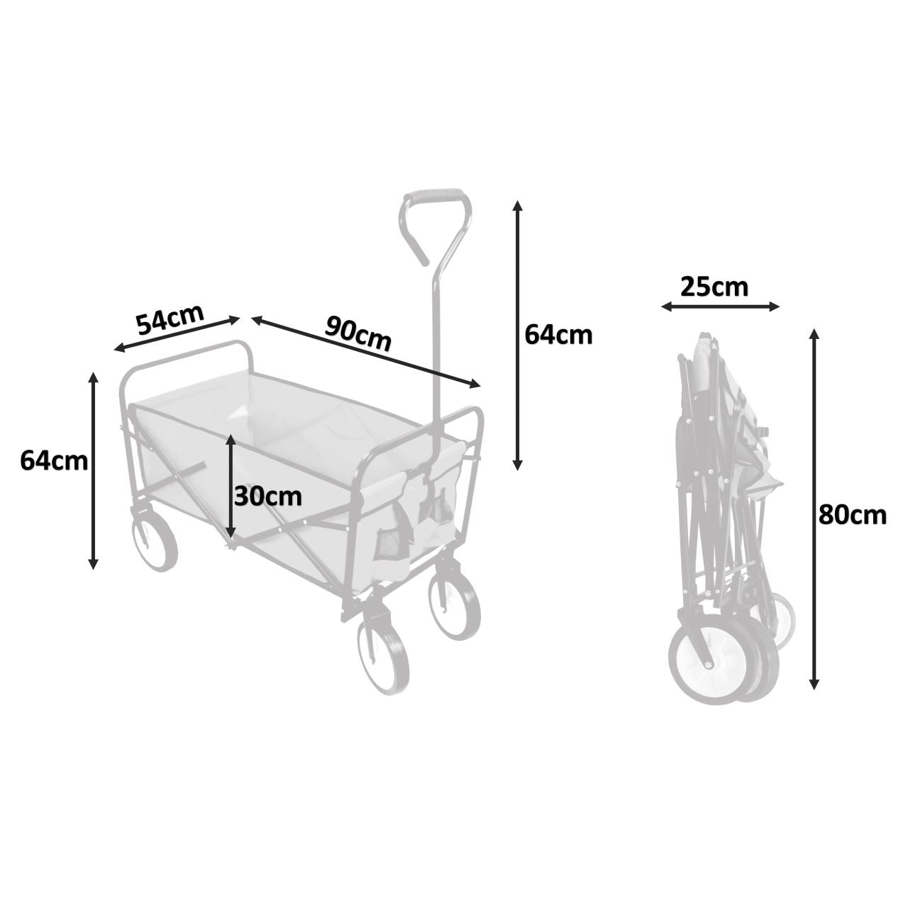 Carucior gradina, pliabil, rosu, max. 30 kg, 90x54x64 cm