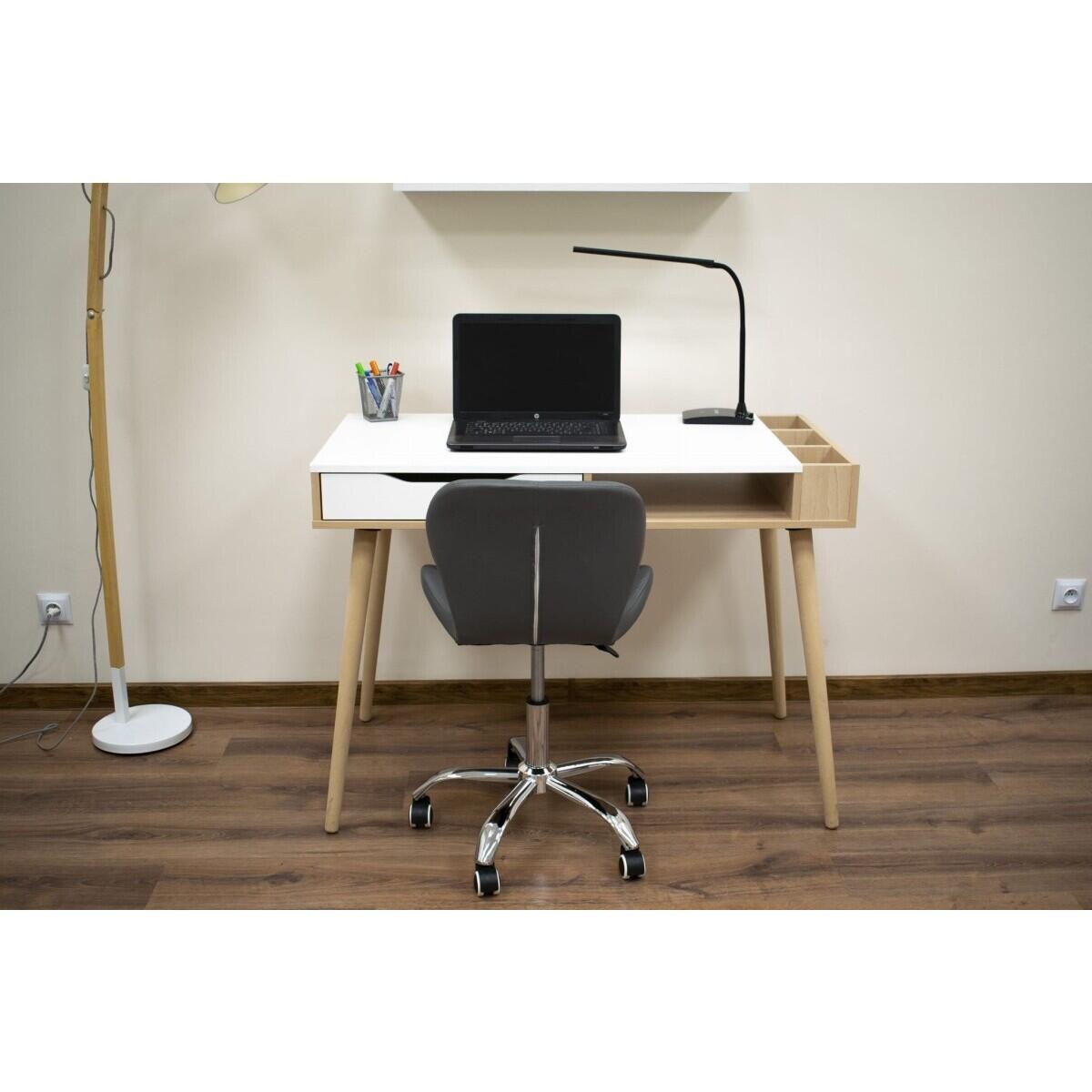 Scaun de birou, Avola, rotativ, piele ecologica, gri, 47.5x55.5x84.5 cm