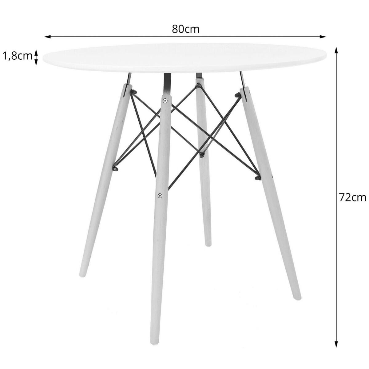 Masa stil scandinav, Artool, Todi, rotund, MDF si lemn, alb si negru, 80x72 cm