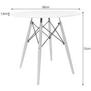 Masa stil scandinav, Artool, Todi, rotund, MDF si lemn, alb si negru, 80x72 cm