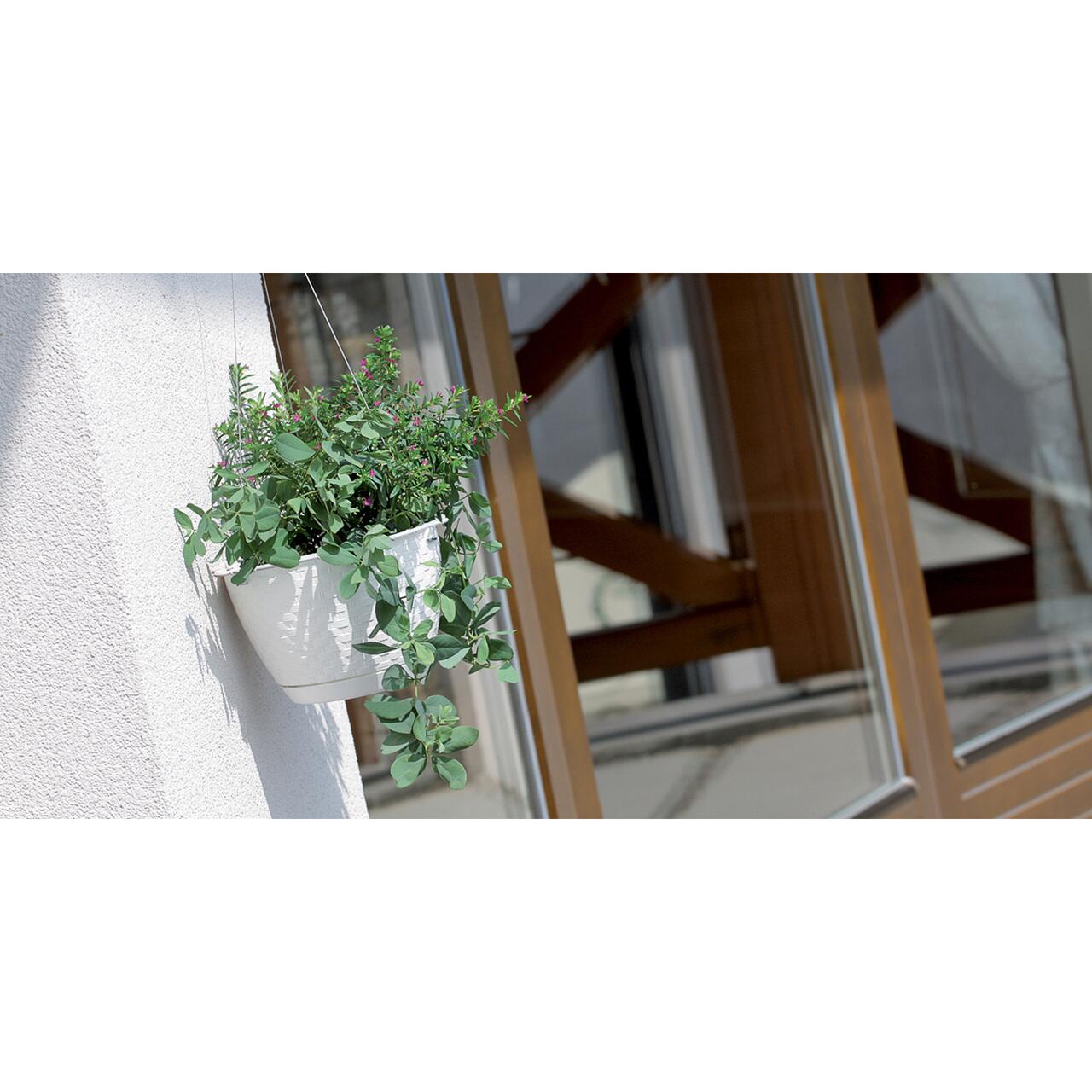 Ghiveci decorativ cu lant, Prosperplast, Rato Round, rotund, alb, 24.3x16 cm